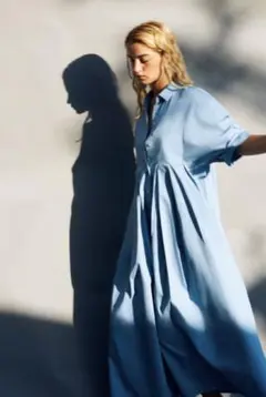 新品☆ZARA ザラ ロングワンピース s blue