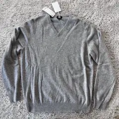 定価¥10989 UNIQLO カシミヤ Vネックセーター XL グレー
