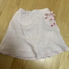ピンク チェック柄 フレアスカート