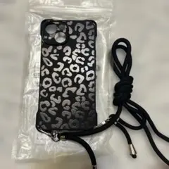 ヒョウ柄 ブラック ソフトケース ストラップ付き