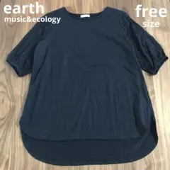 earth music&ecology 半袖 レース ブラック フリーサイズ