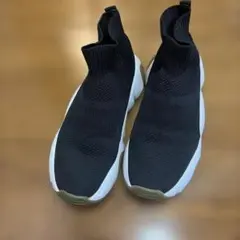 ZARA ブラック ニットアッパー ハイカットスニーカー　25cm