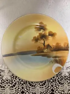 ノリタケ 飾り絵大皿 ヴンテージ 絵柄 当時のノリタケの森？ ノリタケ 飾り絵大皿 ヴンテージ 絵柄 当時のノリタケの森