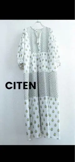 【良品】CITEN インド綿ティアードワンピース　花柄のサムネイル