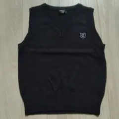 COMME CA ISM Vネックニットベスト 黒