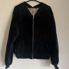 黒 ジャケット ヒョウ柄　ボア
