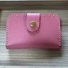 牛革ピンクパスケース(キーリング付)