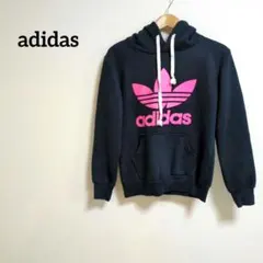 ✨️adidas パーカー ネイビー ピンク 裏起毛 レディース アディダス