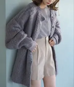 【最終値下げ】kastane コード紐付きMIX起毛ガウン　パープル