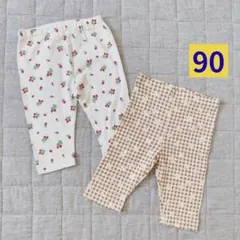 いちご柄　花柄チェック　90 レギンス　ever closet 西松屋　508