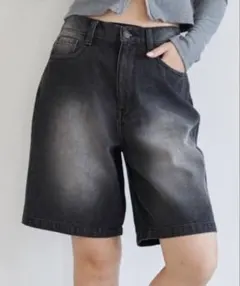 WEGO ジーンズ　ウォッシュデニム　ハーフパンツ　ブラック　Sサイズ