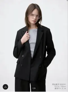 [匿名発送•最安値] GUダブルブレストジャケット ブラック Mサイズ