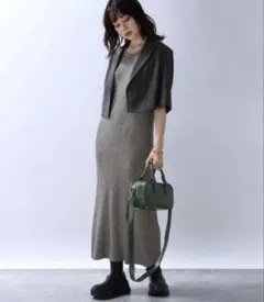 ジーナシス　グレー ノースリーブ ロングニットワンピース　新品