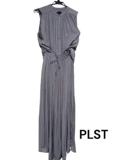 PLST ノースリーブシャツワンピース グレー【セットアップ】【ウォッシャブル】