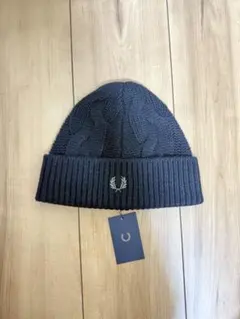 Fred Perry ケーブル編みビーニー ブラック