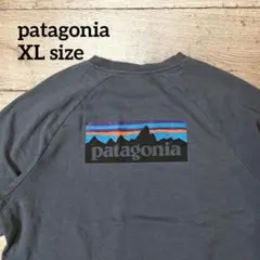 パタゴニアpatagoniaロングスリーブT長袖ダークグレーXLサイズ胸ロゴ