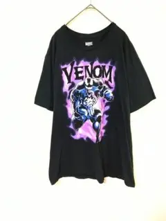 美品　マーベル　キャラTシャツ　メンズM　スパイダーマン　割れプリント　黒　綿