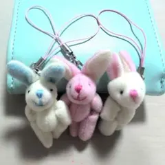 ウサギ　マスコット　ストラップ　3個セット