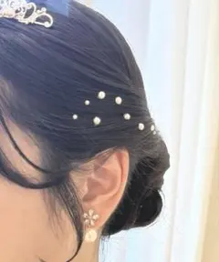 パール　花ビジュー　イヤリング