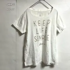 SHIPS TシャツMサイズ ホワイトロゴ　ゴールドプリントカジュアルシンプルのサムネイル
