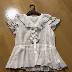フリルカラー 半袖ブラウス ホワイト　アルシーヴのサムネイル