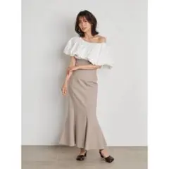 SNIDEL ハイウエストタイトヘムフレアスカート ベージュ　1 マーメイド