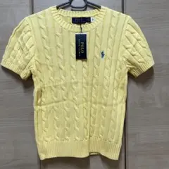 新品✨POLO RALPH LAUREN ケーブルニット半袖 コットン 黄色 M