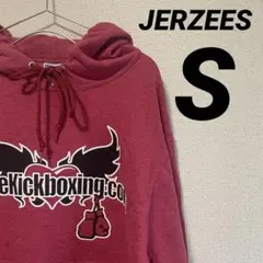 JERZEES ジャージーズ 赤 ハート ボクシング 企業 パーカー S 古着