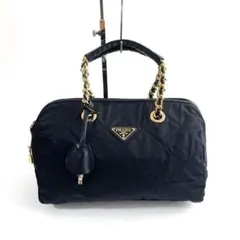 【極美品】プラダ キルティング ハンドバッグ ナイロン×サフィアーノレザー