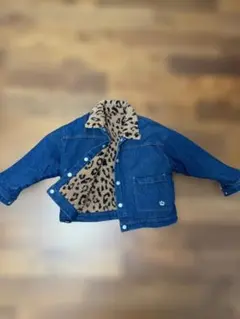 デニムジャケット レオパード柄裏地 120cm babydoll