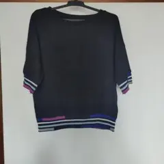 アーバンリサーチ 黒のストライプニットセーター 半袖