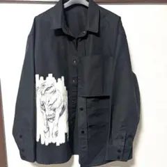 美品 デザイン シャツ XL ブラック アート プリント 長袖 VRO