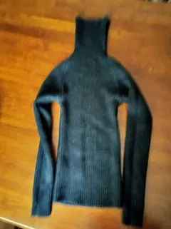 中古/#チャイドル黒いリブ編みタートルネックセーター/120-60（8)