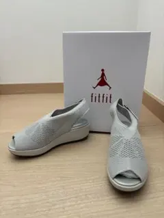 【美品】fitfitフィットフィットシアーニットサンダル グレー23.5