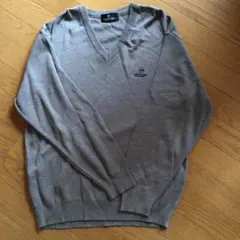 DUNLOP カーキVネックニットセーター　Lサイズ