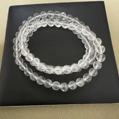 最終値下げ天然石クリスタル3連ブレスレット兼用 ネックレス、約7ミリ、新品