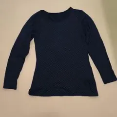 H123 HEATTECH ネイビー ドット柄 長袖 Lサイズ