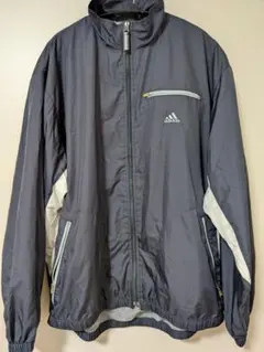 adidas ナイロントラックジャケット　ウインドブレーカー ダークグレー　М