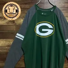 6479 古着　ラグランtシャツ 長袖　NIKE グリーンベイパッカーズ2XL