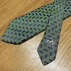エルメスHERMÈS 幾何学模様 ヴィンテージ 100%シルク ネクタイ
