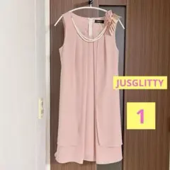 良品❤️ジャスグリッティー　ワンピース　ピンク　ノースリー　結婚式　ボレロ　パール