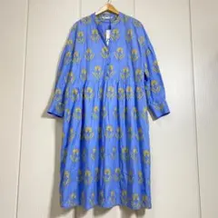 未使用 ZARA コットン 花柄刺繍 ハーフボタン ロングワンピース XXL