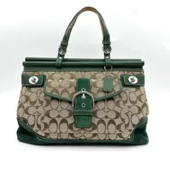 COACH コーチ ハンドバッグ シグネチャー ソーホー スエード 緑 6876
