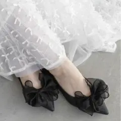 【新品】Randa 2WAY リボンラメフラットパンプス 23.5cm