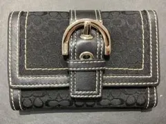 美品 COACH コーチ 3つ折り財布 シグネチャー 黒 ソーホーのサムネイル