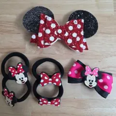 ミニーマウス ヘアゴム・ヘアピン 5個セット