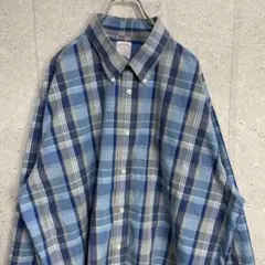 ブルックスブラザーズ　ブルーチェック柄　長袖　BDシャツ　ビックサイズ2XL