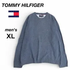【トミーヒルフィガー】ロゴ刺繍 コットン100% ニット XL 春