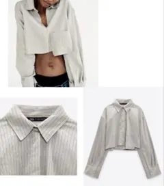 ZARA クロップドストライプシャツ
