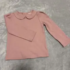 【90cm】ZARA襟付きリブ長袖カットソー ピンク
